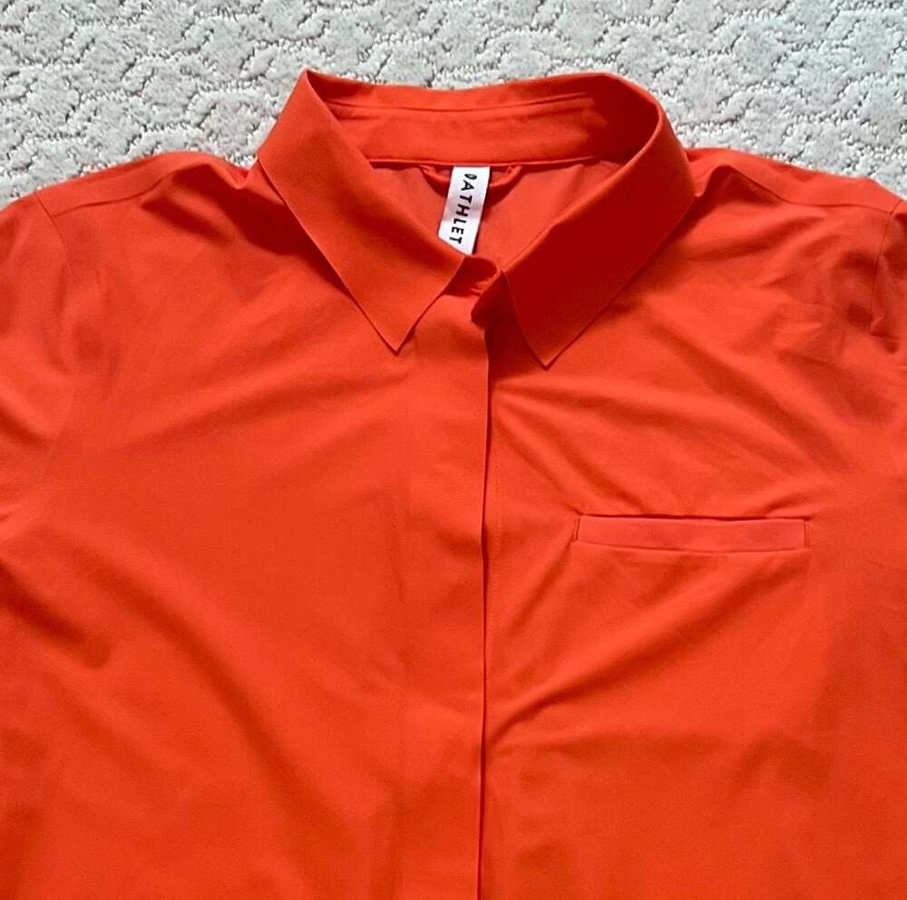 Athleta Urbanite Long Sleeve Button Down Shirt Orange Size S
